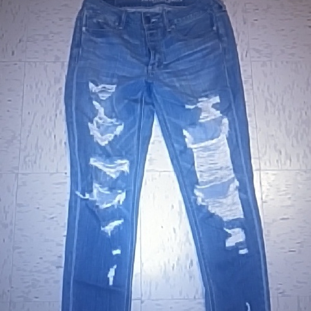 American Eagle Outfitters Blue Skinny Jeans Distressed